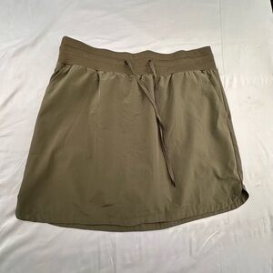 Khaki Mini Skort with Drawstring Waist